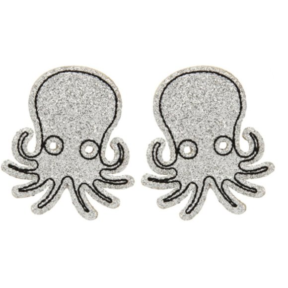 Silver Glitter Octopus Hair Clips, Set of 2 - Picture 2 of 3
